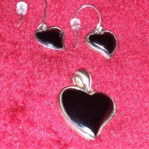 Sterling silver heart earrings and pendant